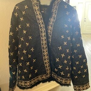 Mirasol Black Jacket with Cream Embroidery
